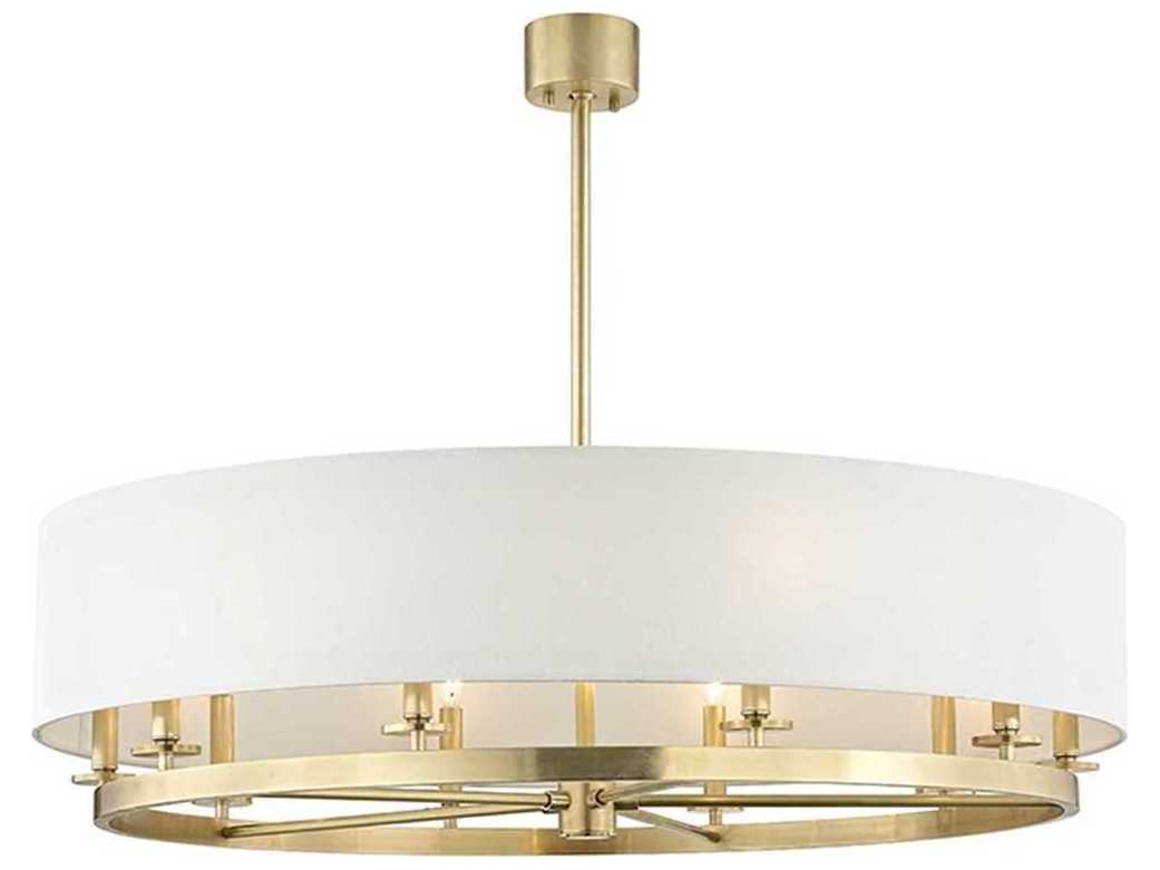 Hudson Valley Durham 10-Light Aged Brass Off White Candelabra Drum Chandelier