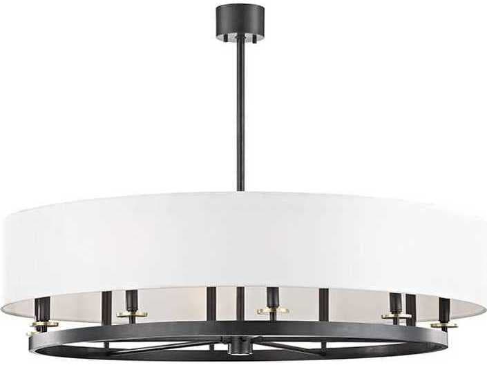 Hudson Valley Durham 10-Light Aged Old Bronze Off White Candelabra Cylinder Round Chandelier