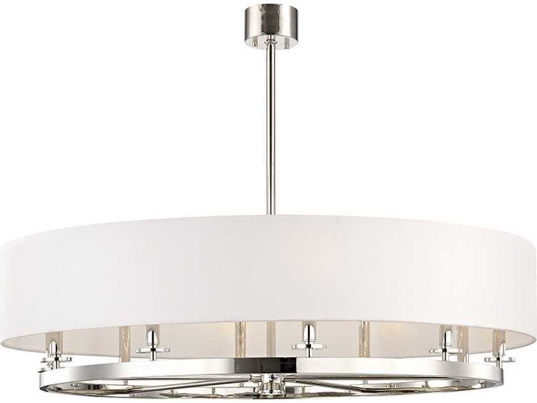 Hudson Valley Durham 10-Light Polished Nickel Off White Candelabra Drum Chandelier