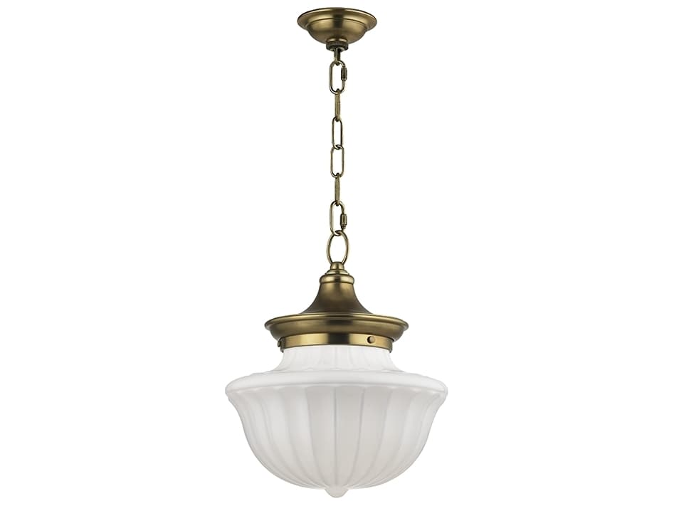 Hudson Valley Dutchess 1-Light Aged Brass White Glass Mini Pendant