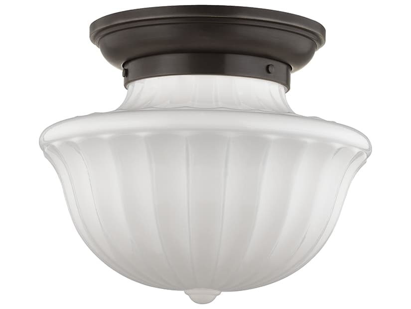 Hudson Valley Dutchess 2-Light Old Bronze White Glass Semi Flush Mount