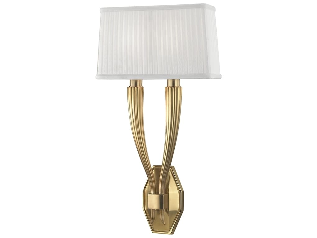 Hudson Valley Erie 2-Light Aged Brass White Wall Sconce