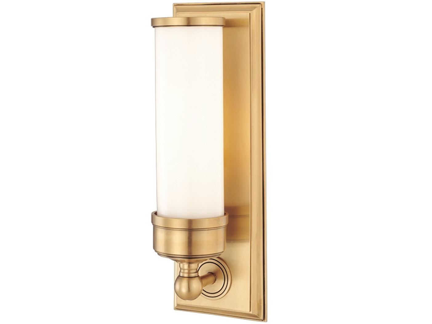 Hudson Valley Everett 1-Light Aged Brass Off White Glass Wall Sconce