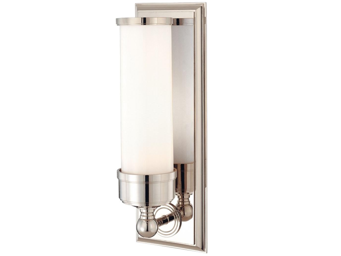 Hudson Valley Everett 1-Light Polished Nickel Off White Glass Wall Sconce