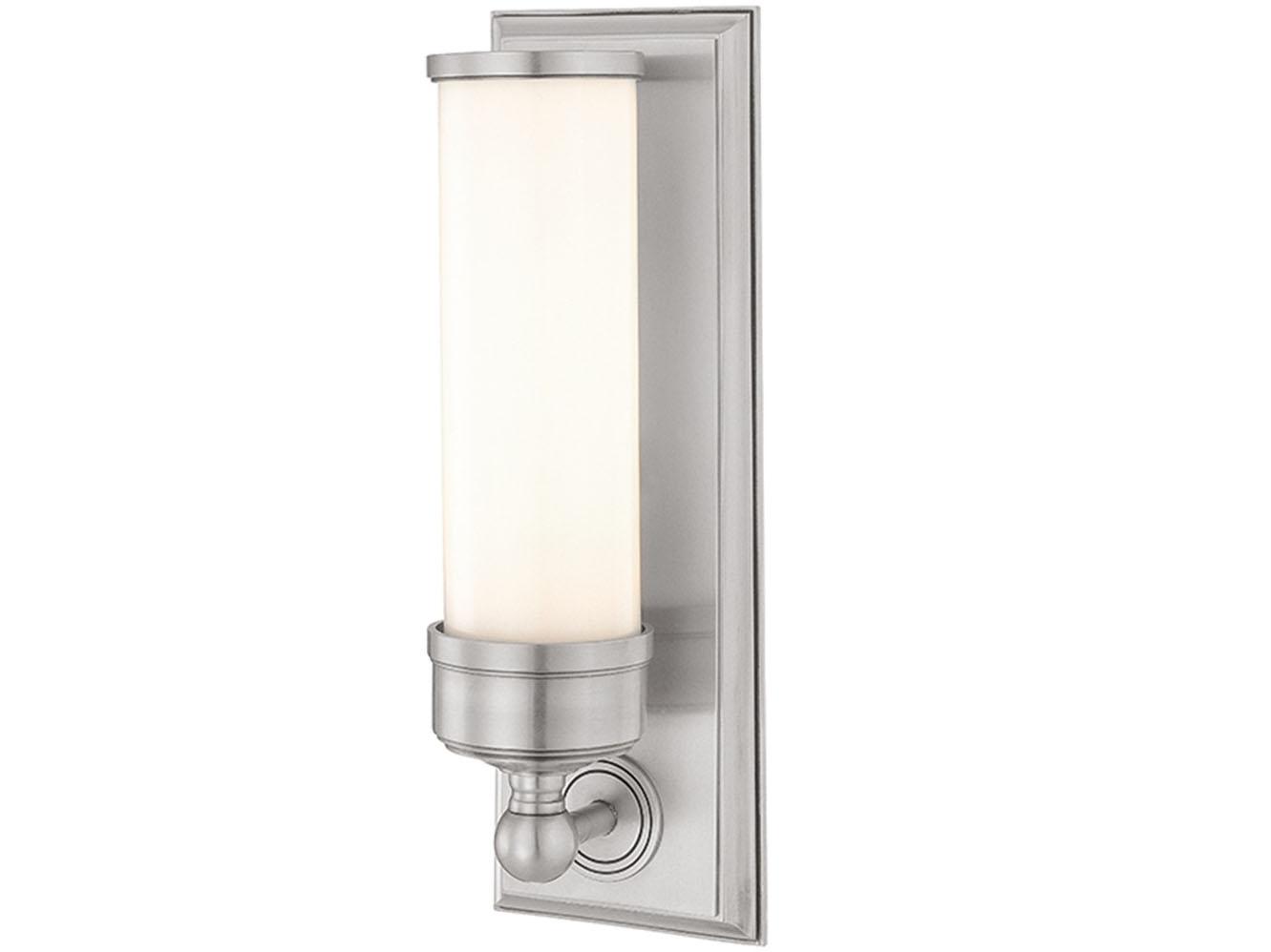 Hudson Valley Everett 1-Light Satin Nickel Off White Glass Wall Sconce