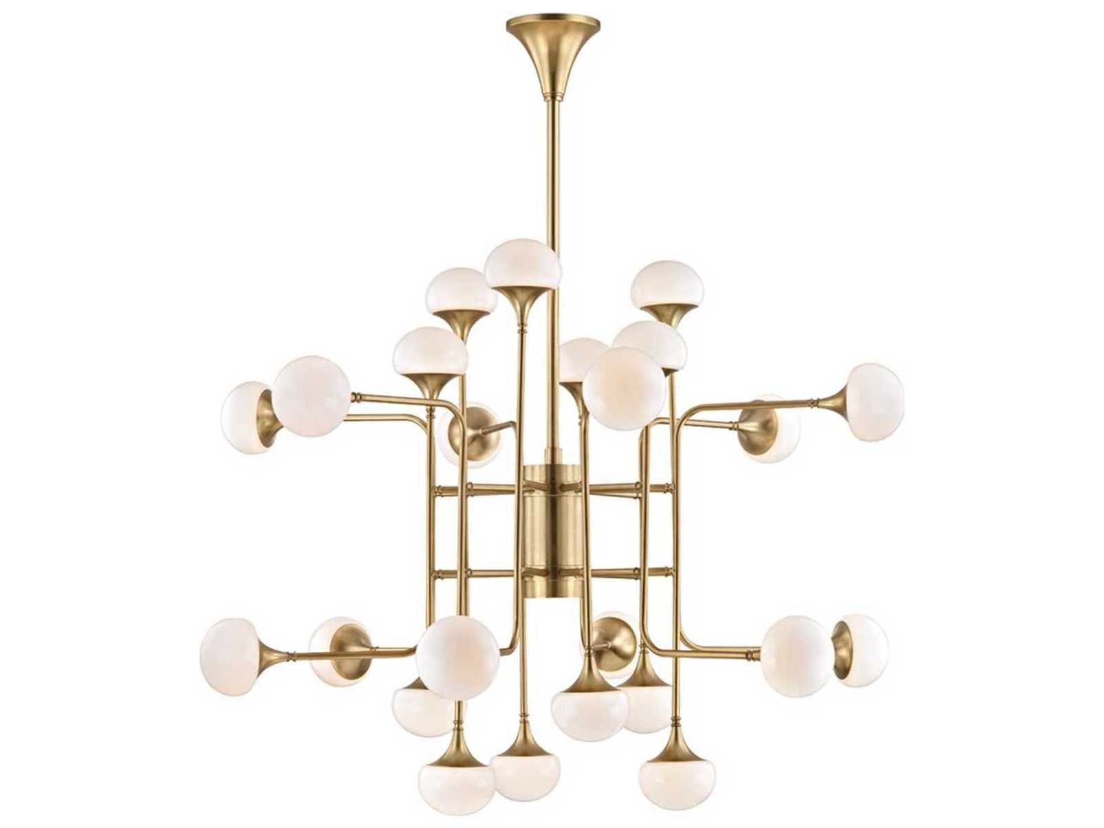 Hudson Valley Fleming 24-Light Aged Brass Glass LED Globe Round Chandelier