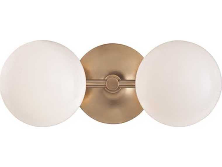 Hudson Valley Fleming 2-Light Aged Brass Off White Glass LED Vanity Light