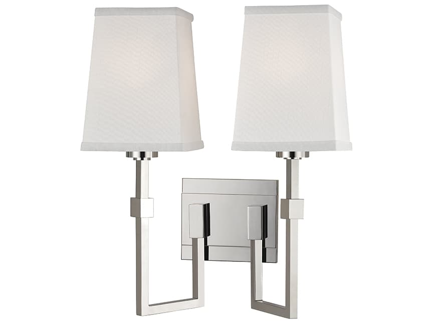 Hudson Valley Fletcher 2-Light Polished Nickel White Wall Sconce