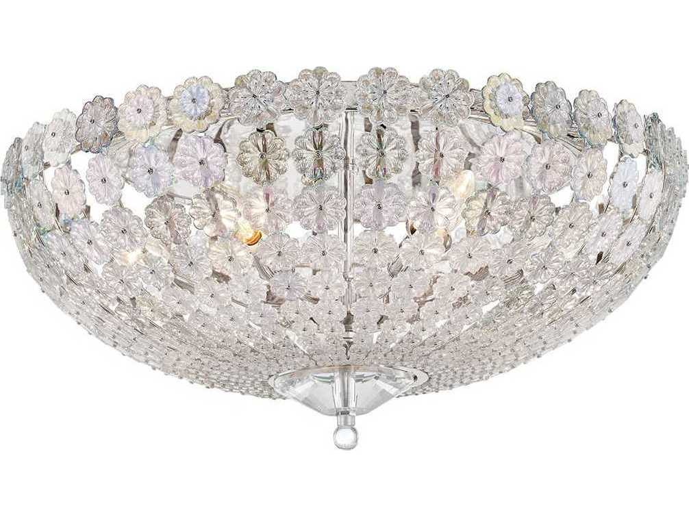 Hudson Valley Floral Park 6-Light Polished Nickel Glass Bowl Flush Mount