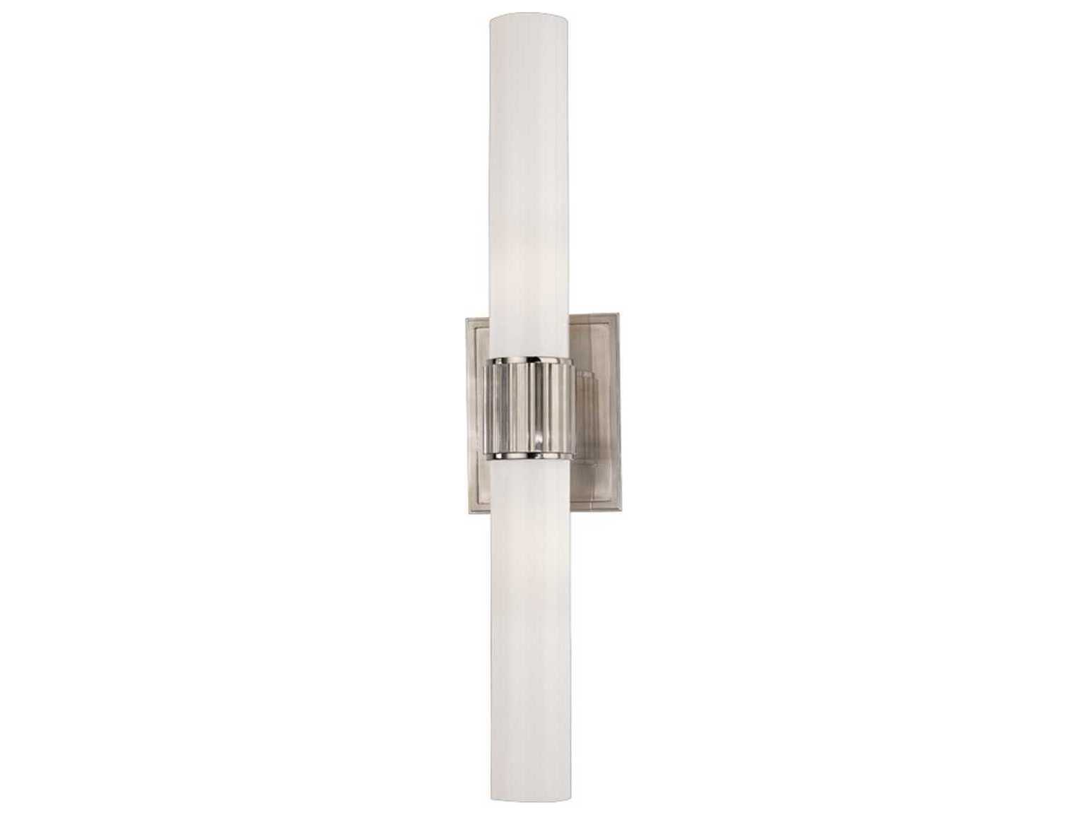 Hudson Valley Fulton 2-Light Satin Nickel Off White Glass Wall Sconce