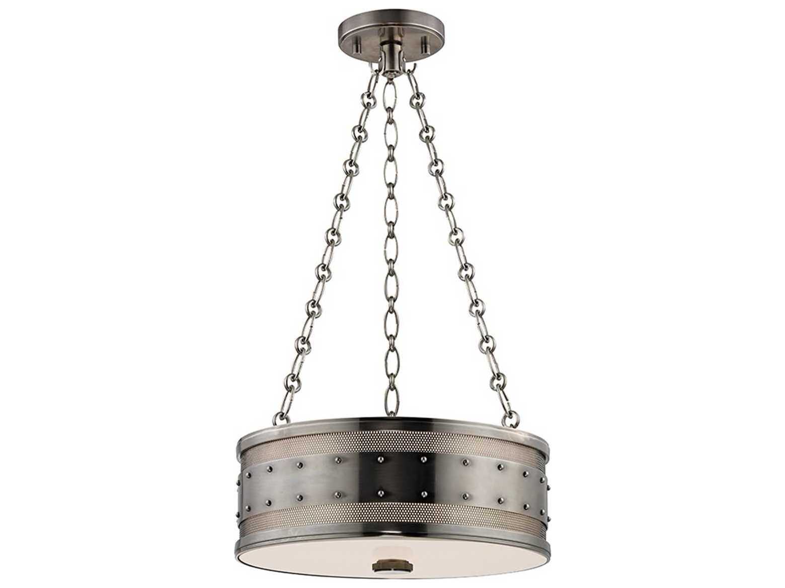 Hudson Valley Gaines 3-Light Historic Nickel White Glass Drum Pendant