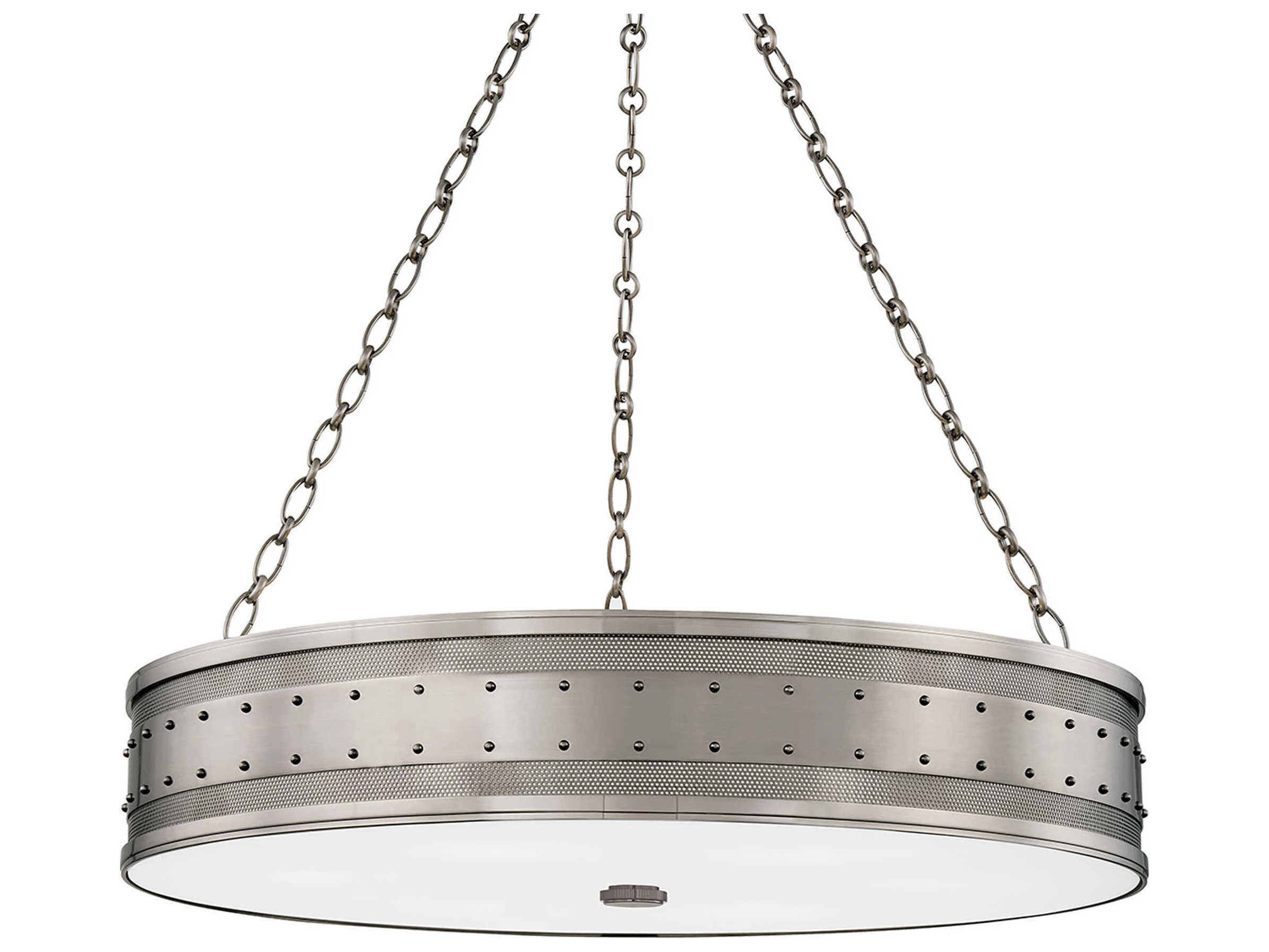 Hudson Valley Gaines 6-Light Historic Nickel Glass LED Drum Round Pendant
