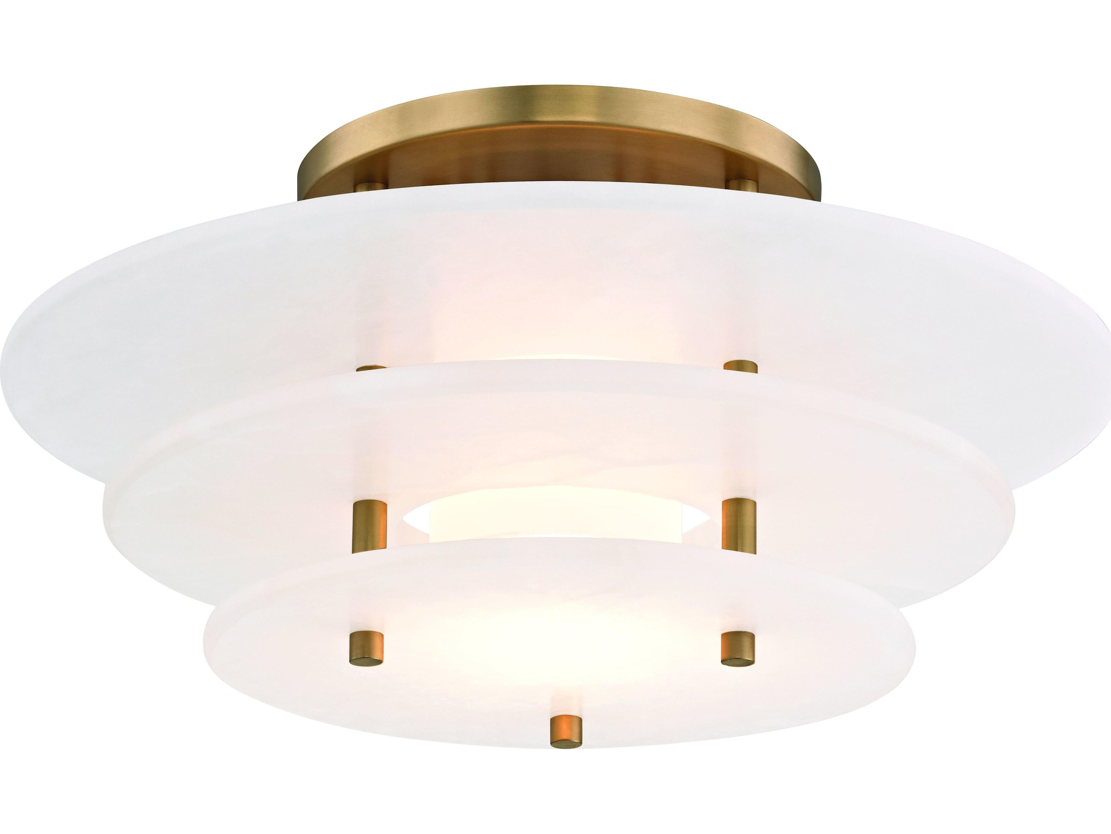 Hudson Valley Gatsby 1-Light Aged Brass White Tiered Semi Flush Mount