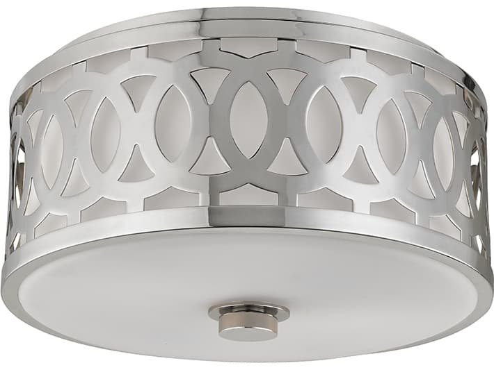 Hudson Valley Genesee 2-Light Polished Nickel Glass Drum Flush Mount