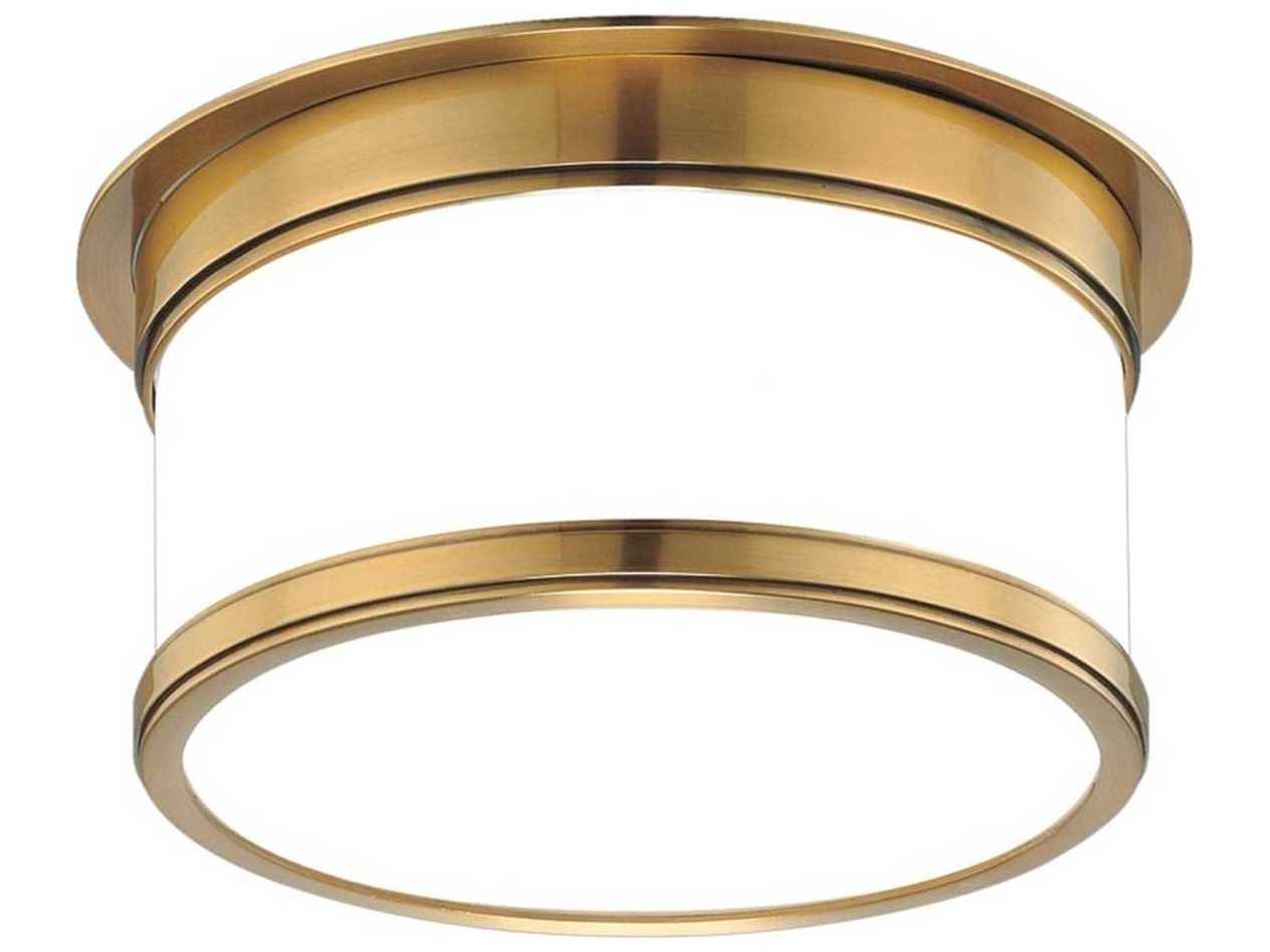 Hudson Valley Geneva 1-Light Aged Brass Glass Drum Flush Mount