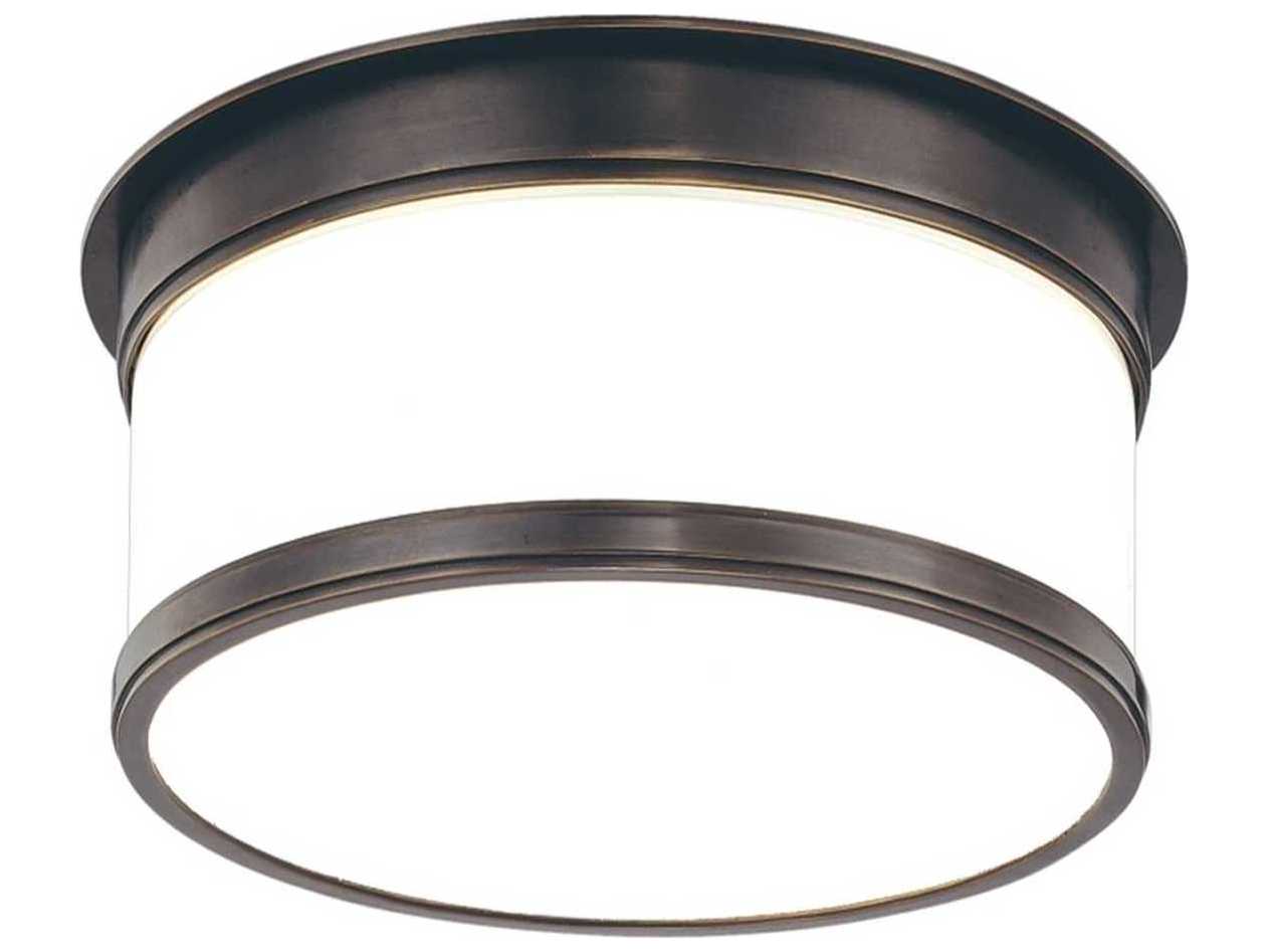 Hudson Valley Geneva 1-Light Old Bronze Glass Drum Flush Mount