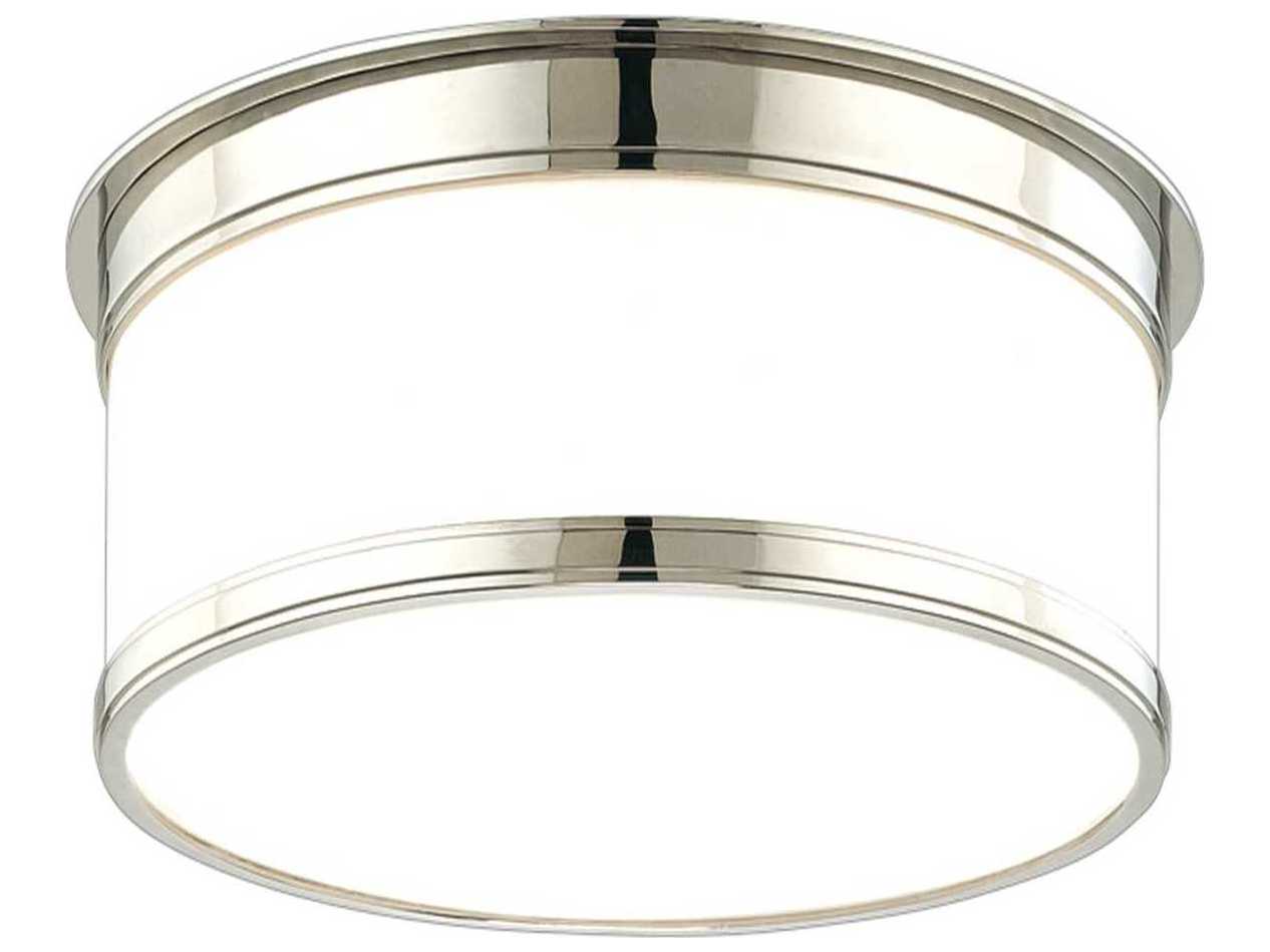 Hudson Valley Geneva 1-Light Polished Nickel Glass Drum Flush Mount