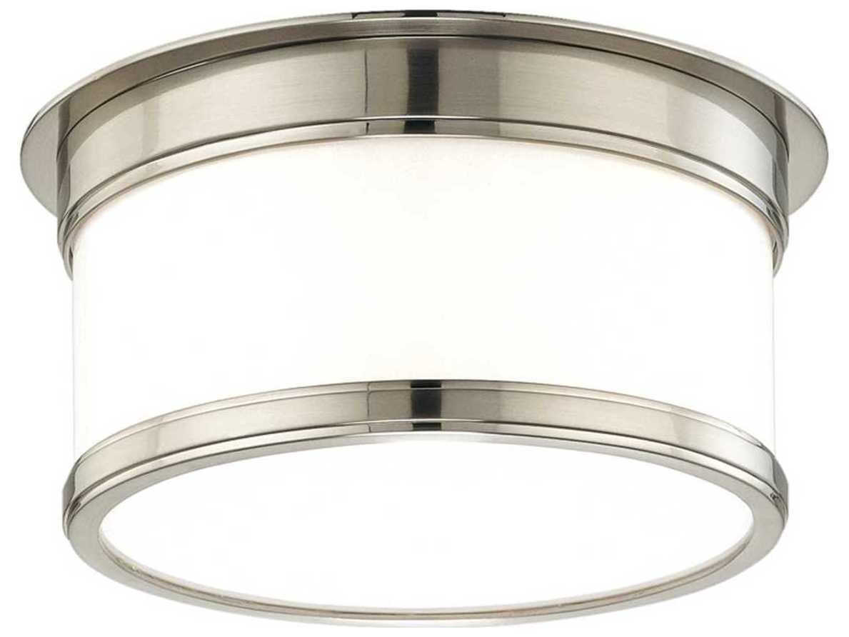 Hudson Valley Geneva 1-Light Satin Nickel Glass Drum Flush Mount