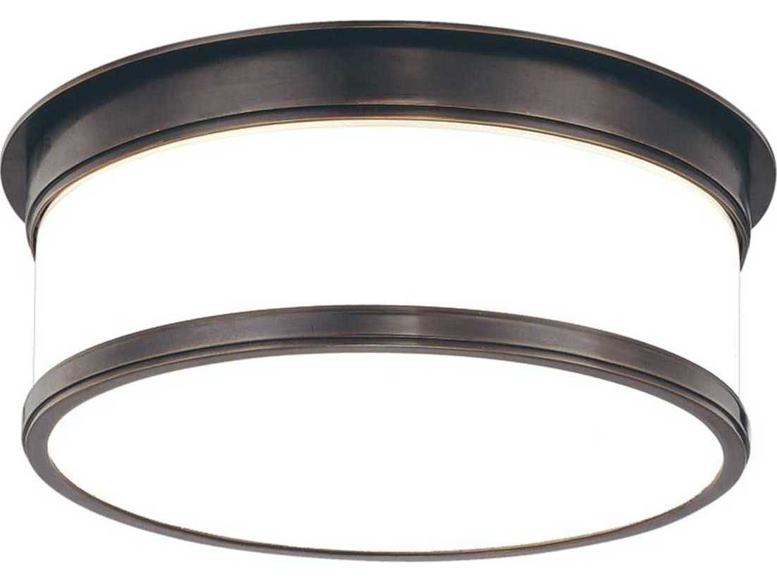 Hudson Valley Geneva 2-Light Old Bronze Glass Drum Flush Mount