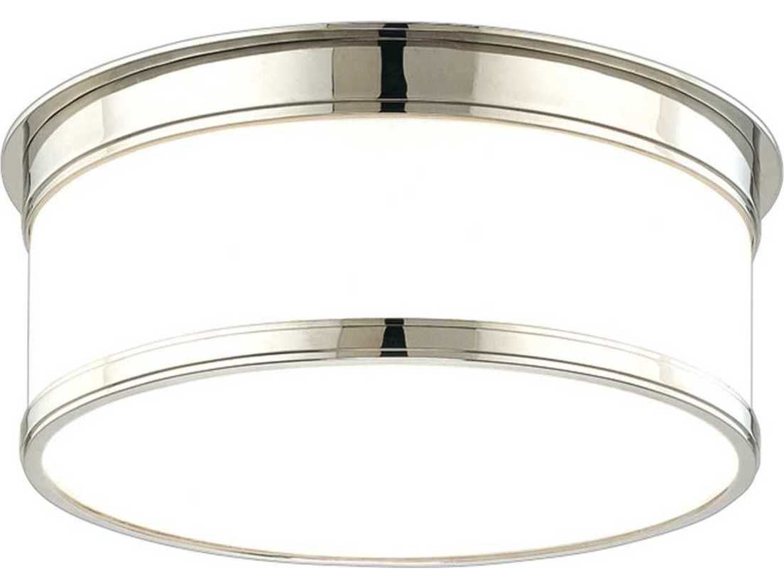 Hudson Valley Geneva 2-Light Polished Nickel Glass Drum Flush Mount