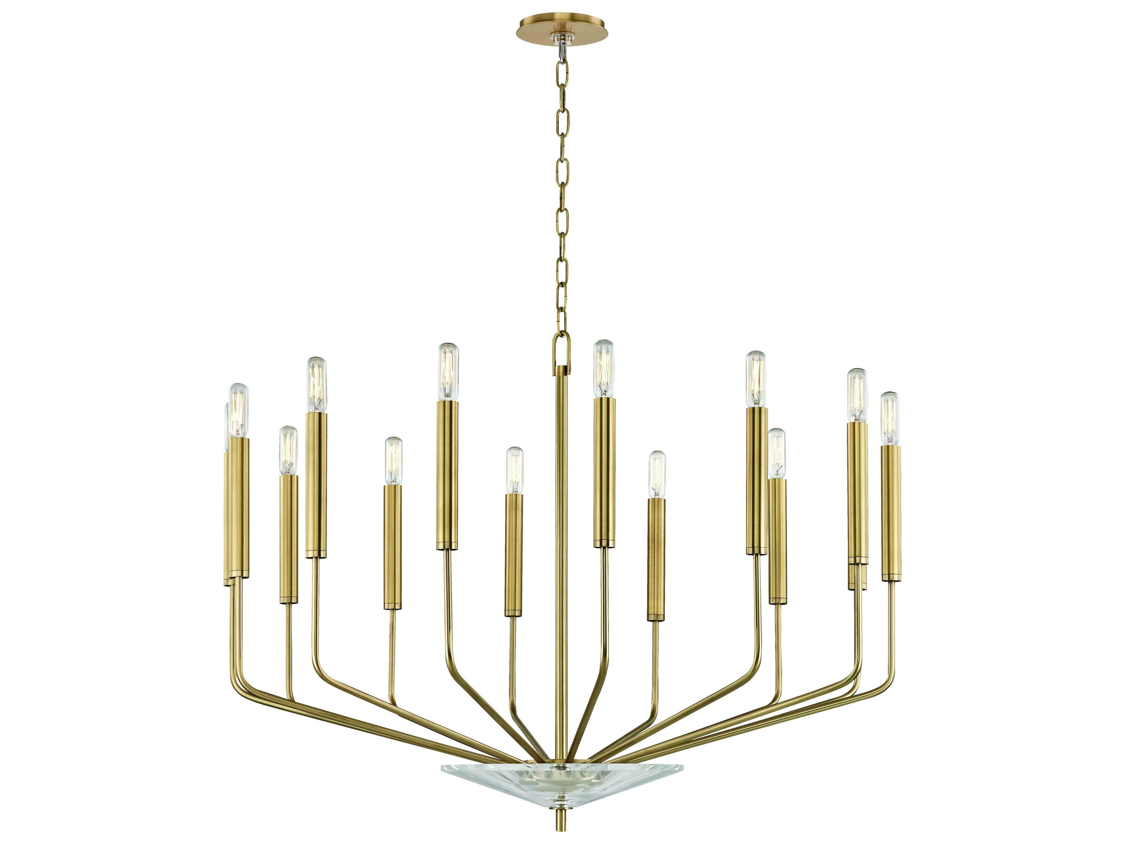 Hudson Valley Gideon 14-Light Aged Brass Crystal Candelabra Chandelier