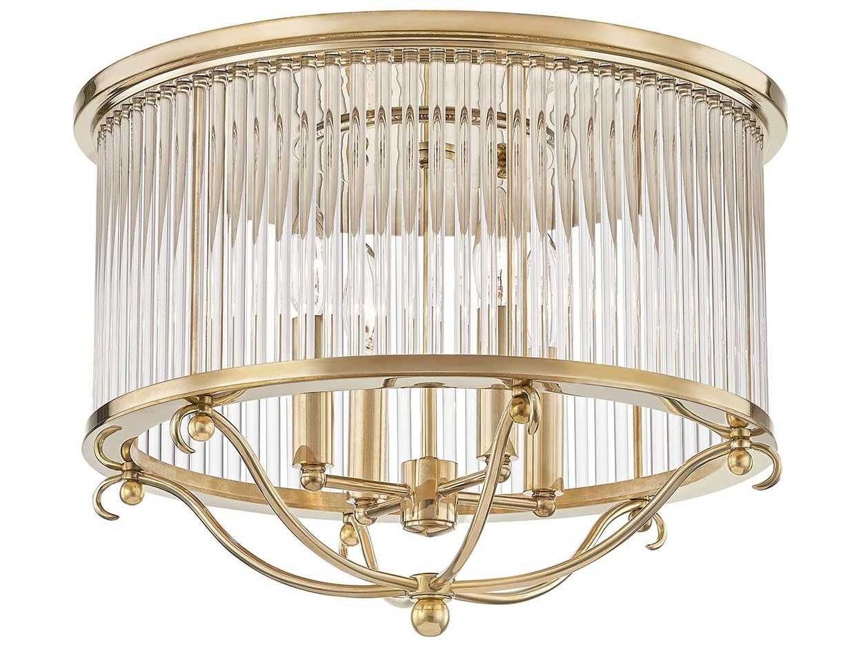 Hudson Valley Glass 4-Light Aged Brass Crystal Drum Semi Flush Mount