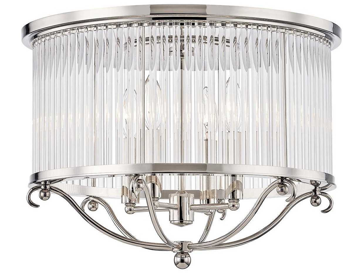 Hudson Valley Glass 4-Light Polished Nickel Crystal Drum Semi Flush Mount