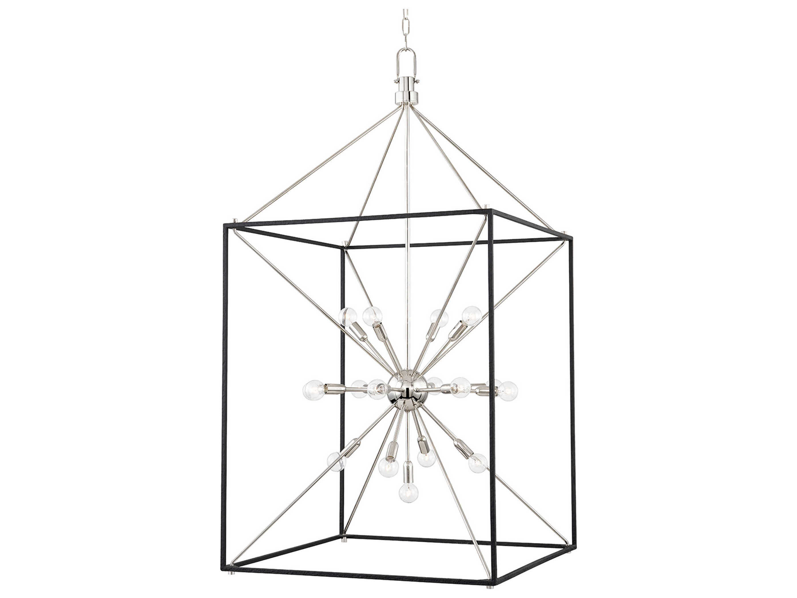 Hudson Valley Glendale 25-Light Polished Nickel Black Candelabra Chandelier