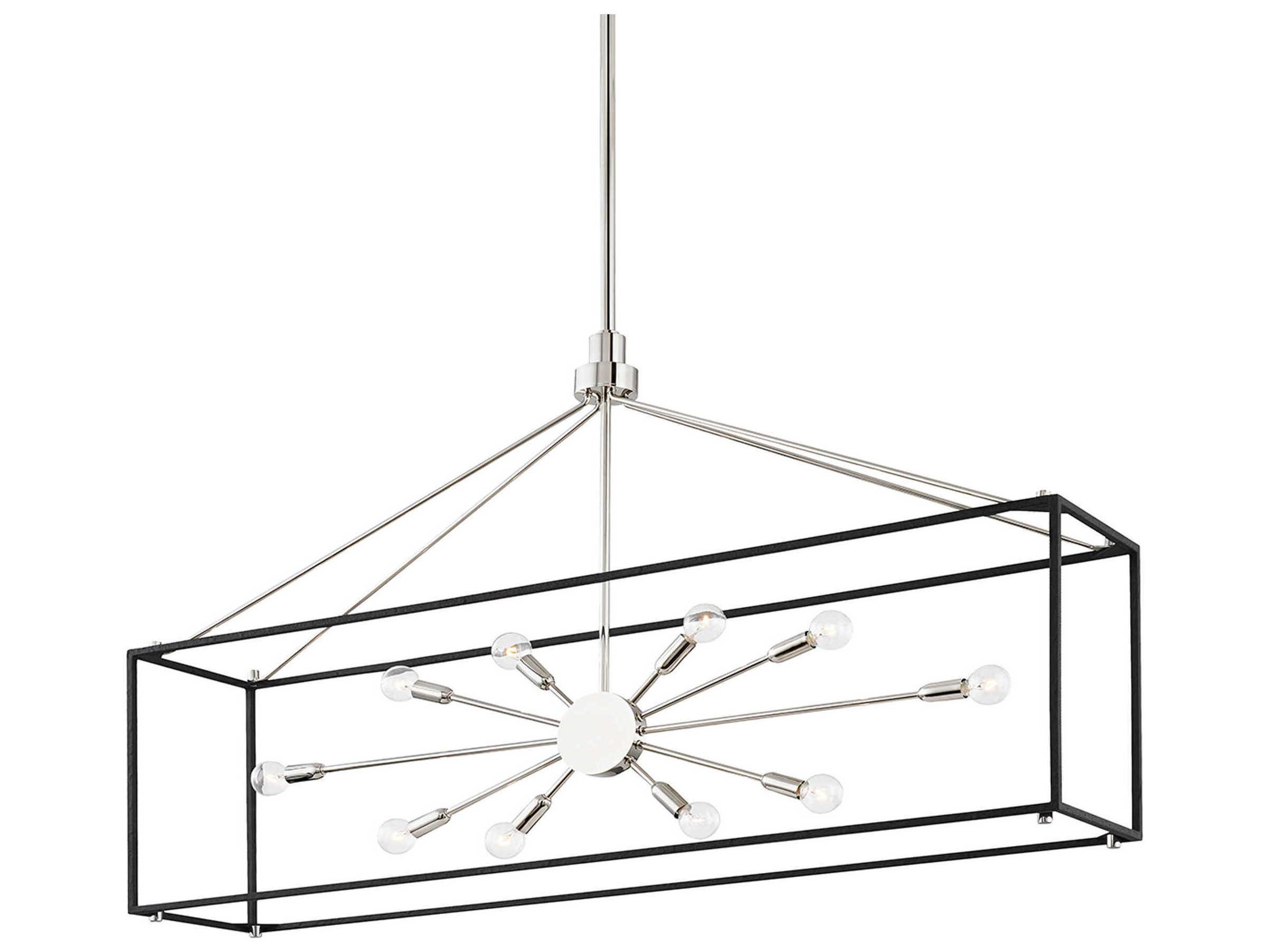Hudson Valley Glendale 10-Light Polished Nickel Black Island Pendant
