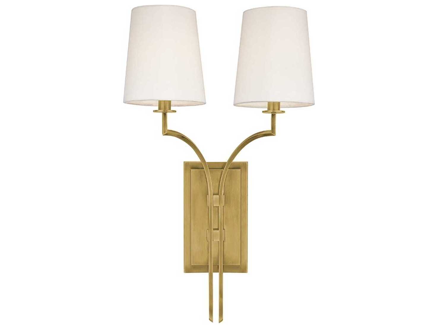 Hudson Valley Glenford 2-Light Aged Brass Off White Wall Sconce