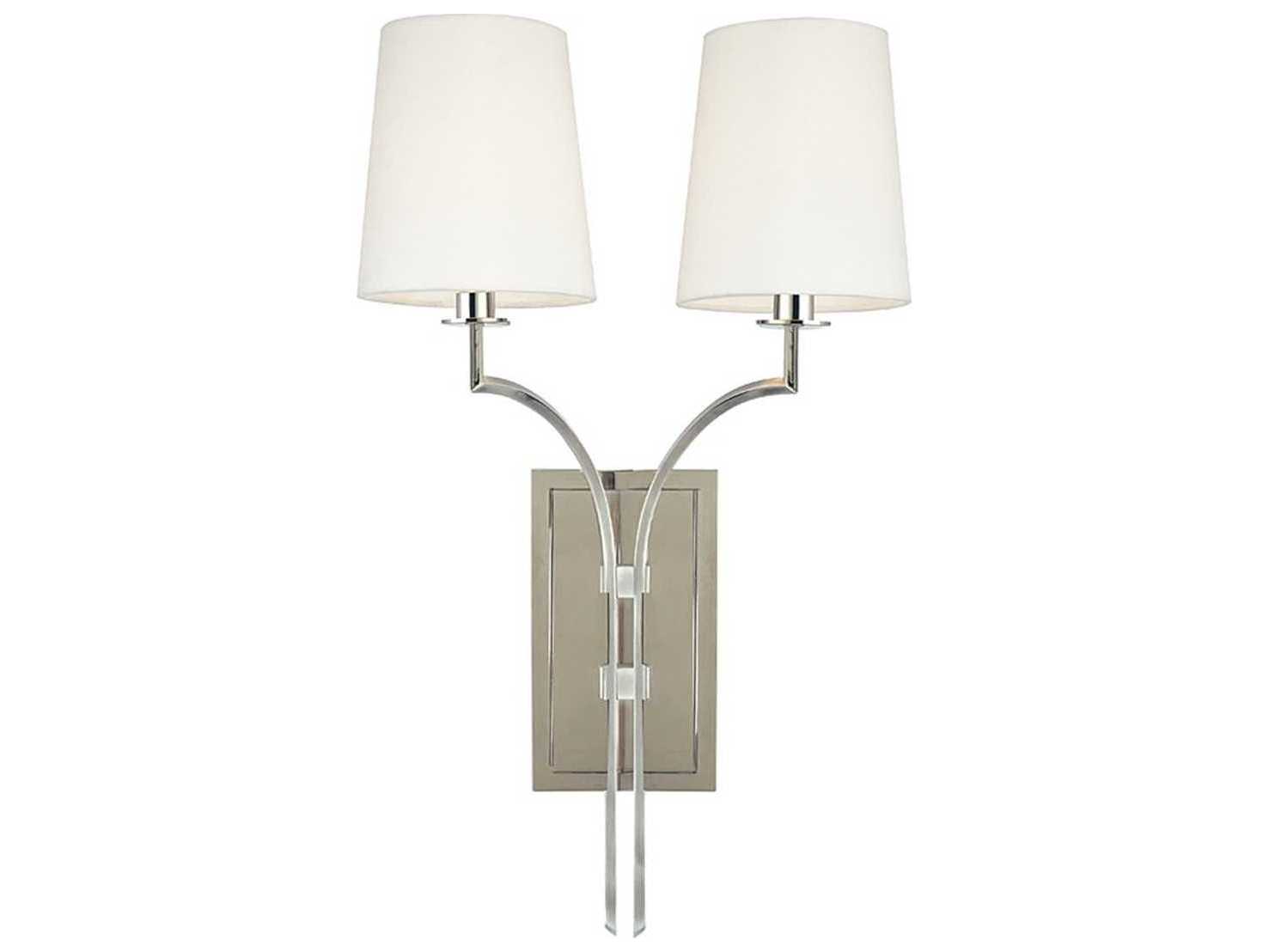 Hudson Valley Glenford 2-Light Polished Nickel Off White Wall Sconce
