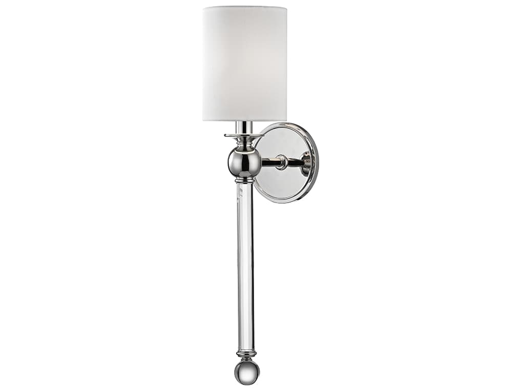 Hudson Valley Gordon 1-Light Polished Nickel White Crystal Wall Sconce