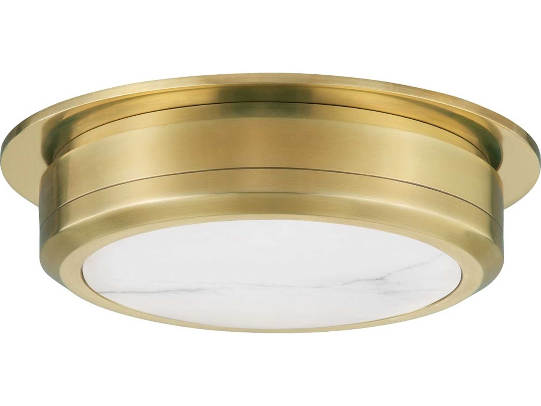 Hudson Valley Greenport 1-Light Aged Brass LED Drum Flush Mount