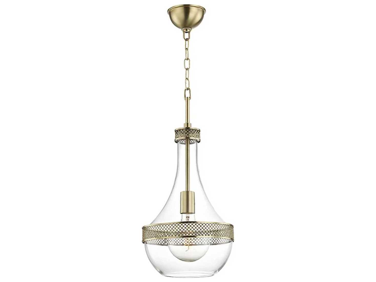 Hudson Valley Hagen 1-Light Aged Brass Clear Glass Mini Pendant