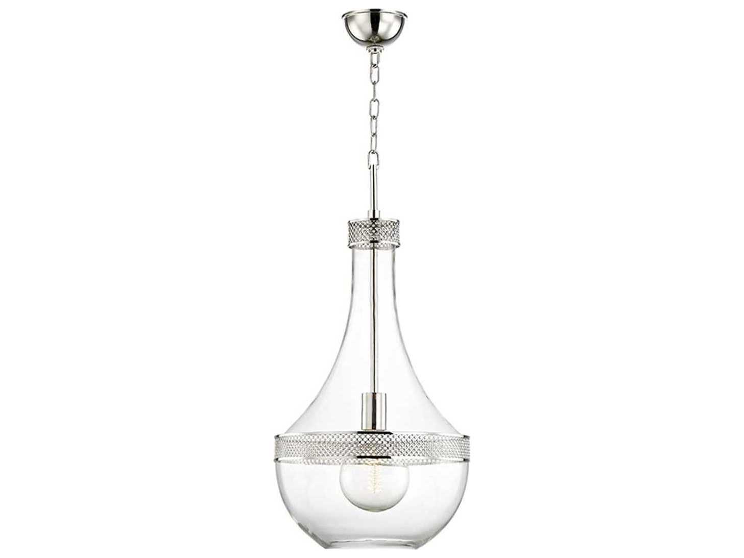 Hudson Valley Hagen 1-Light Polished Nickel Clear Glass Pendant