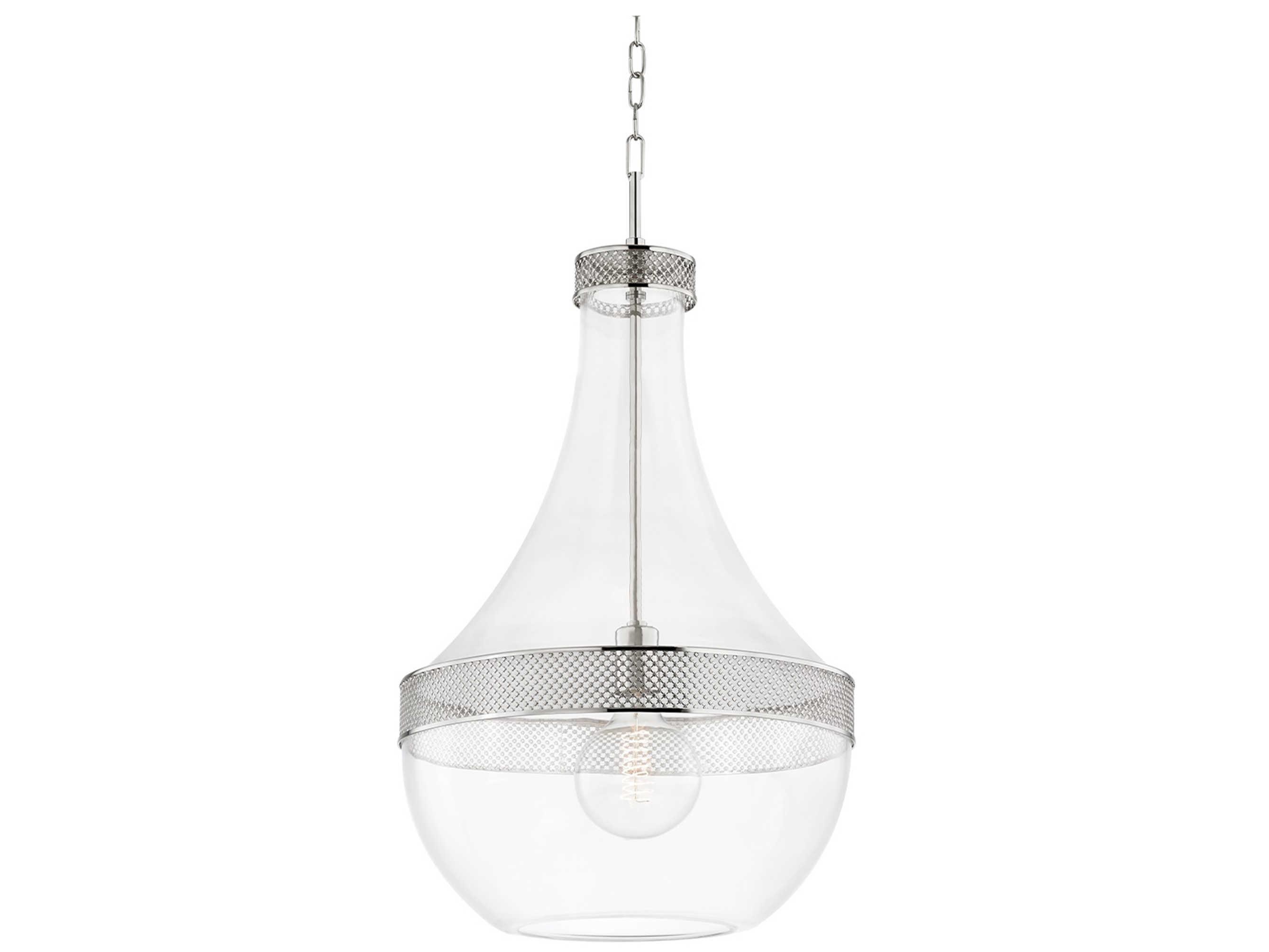 Hudson Valley Hagen 1-Light Polished Nickel Glass Pendant