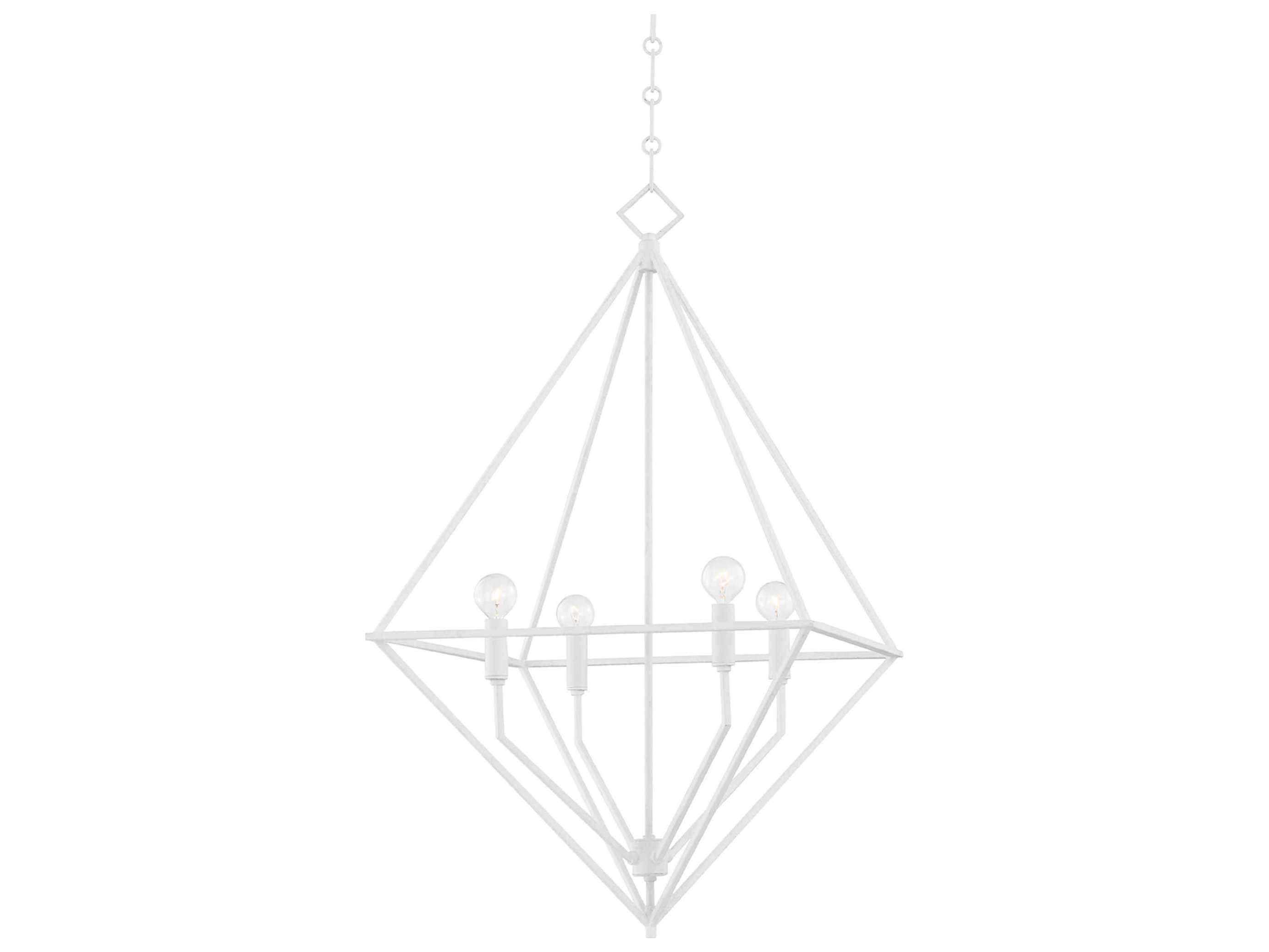 Hudson Valley Haines 4-Light White Plaster LED Candelabra Geometric Chandelier