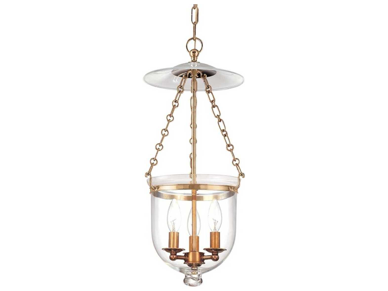 Hudson Valley Hampton 3-Light Aged Brass Clear Glass Bell Candelabra Chandelier