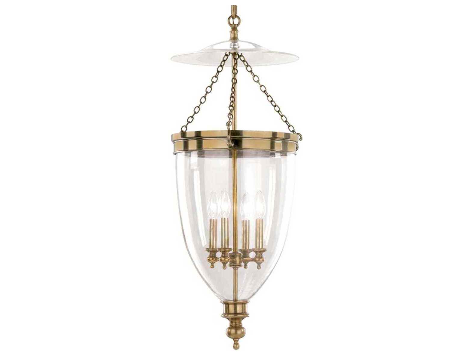Hudson Valley Hanover 4-Light Aged Brass Clear Glass Bell Candelabra Chandelier