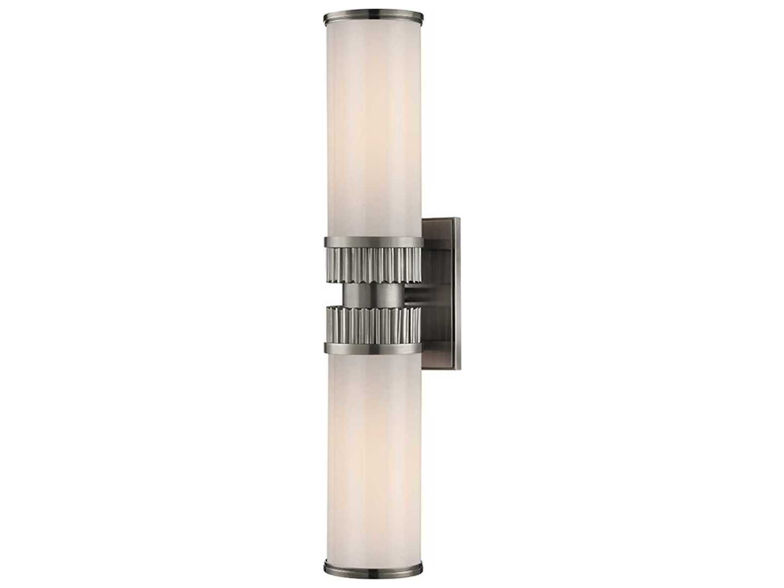 Hudson Valley Harper 2-Light Antique Nickel Off White Glass Wall Sconce