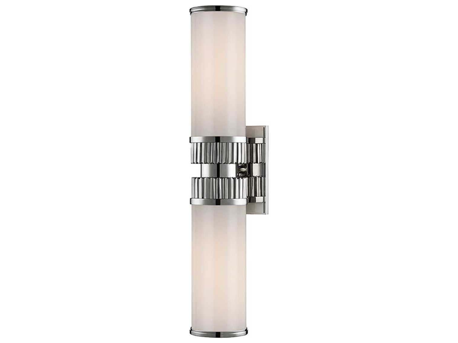Hudson Valley Harper 2-Light Polished Nickel Off White Glass Wall Sconce