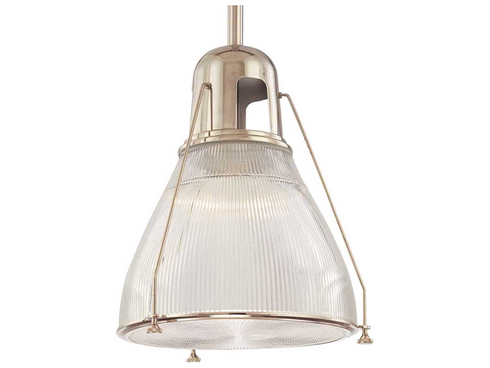 Hudson Valley Haverhill 1-Light Polished Nickel Clear Glass Bell Pendant