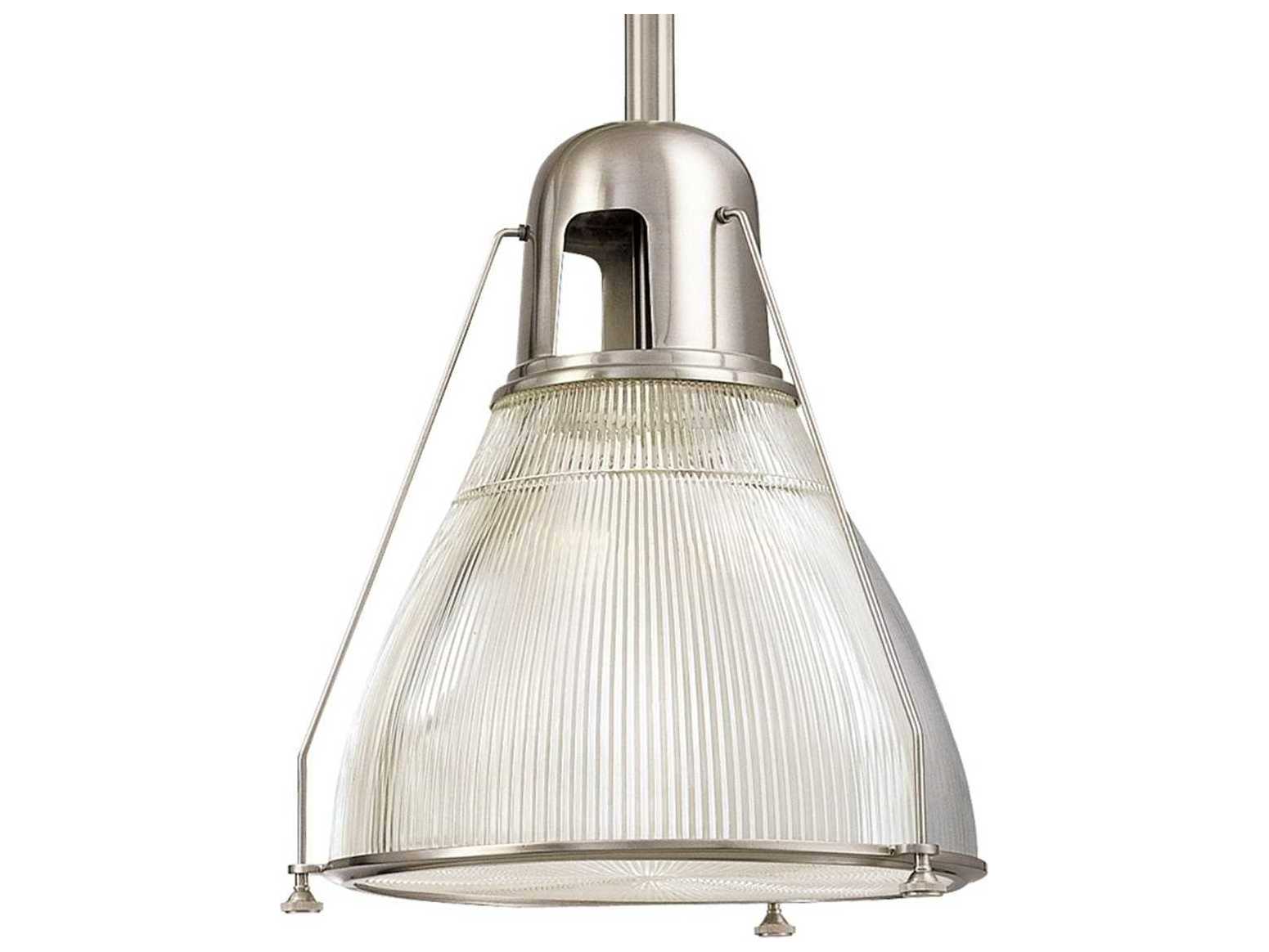 Hudson Valley Haverhill 1-Light Satin Nickel Clear Glass Bell Pendant
