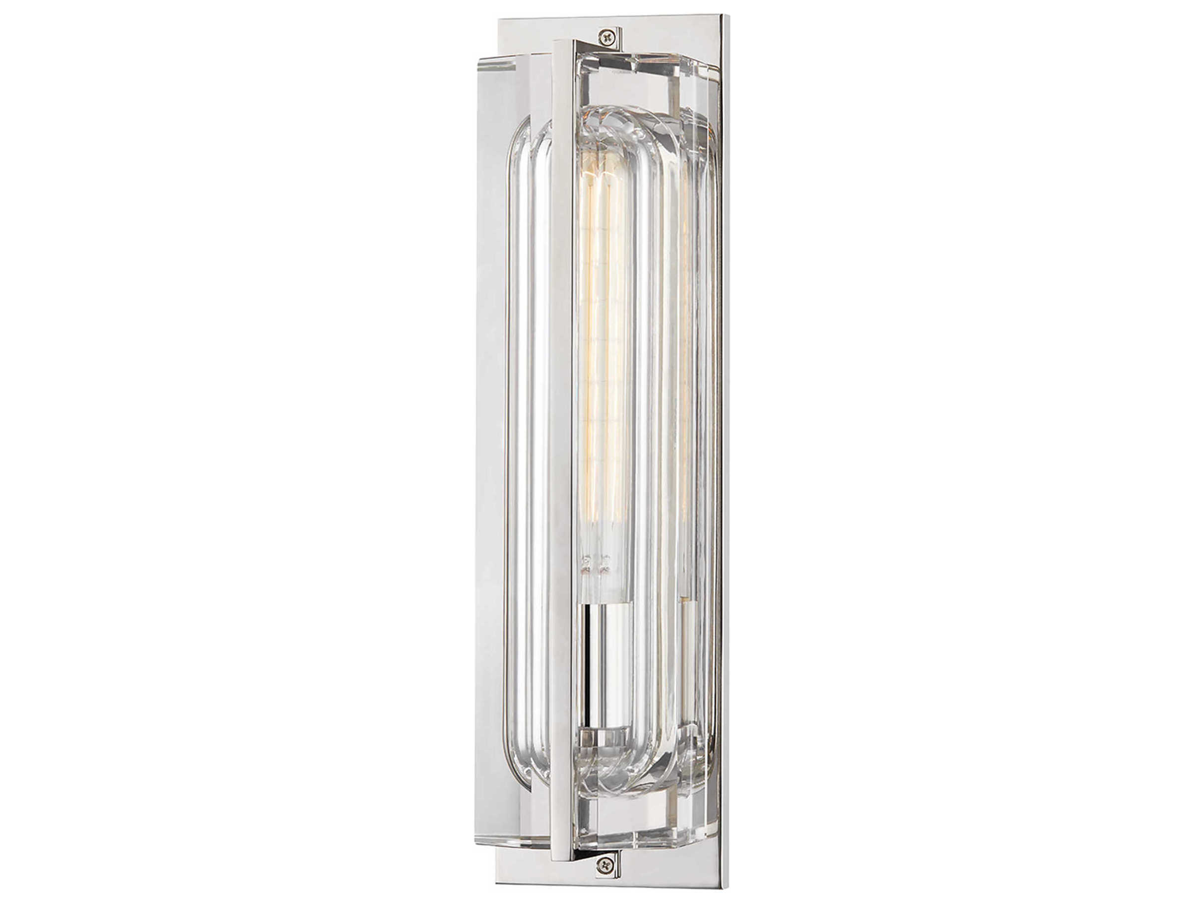 Hudson Valley Hawkins 1-Light Polished Nickel Glass Wall Sconce
