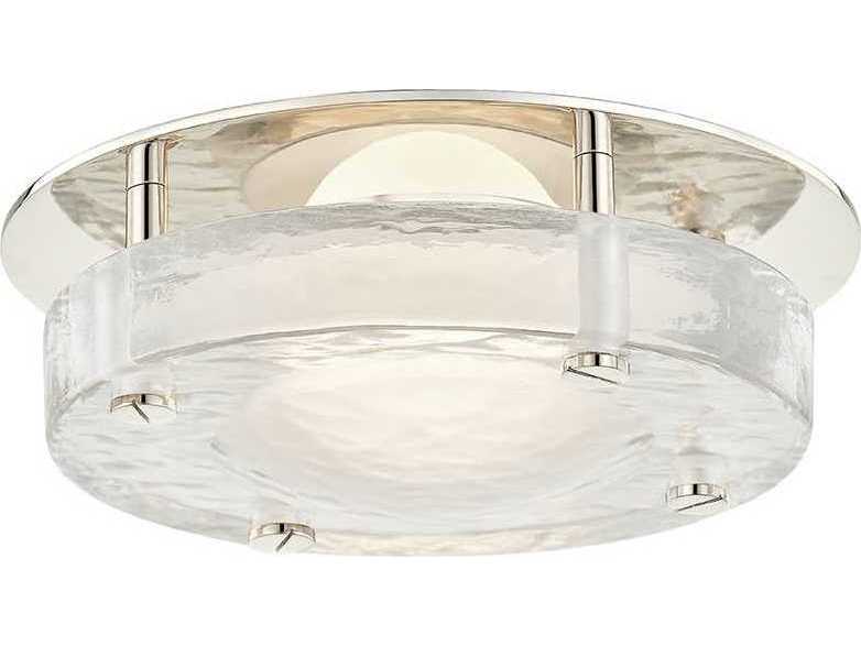 Hudson Valley Heath 1-Light Polished Nickel Glass LED Drum Flush Mount
