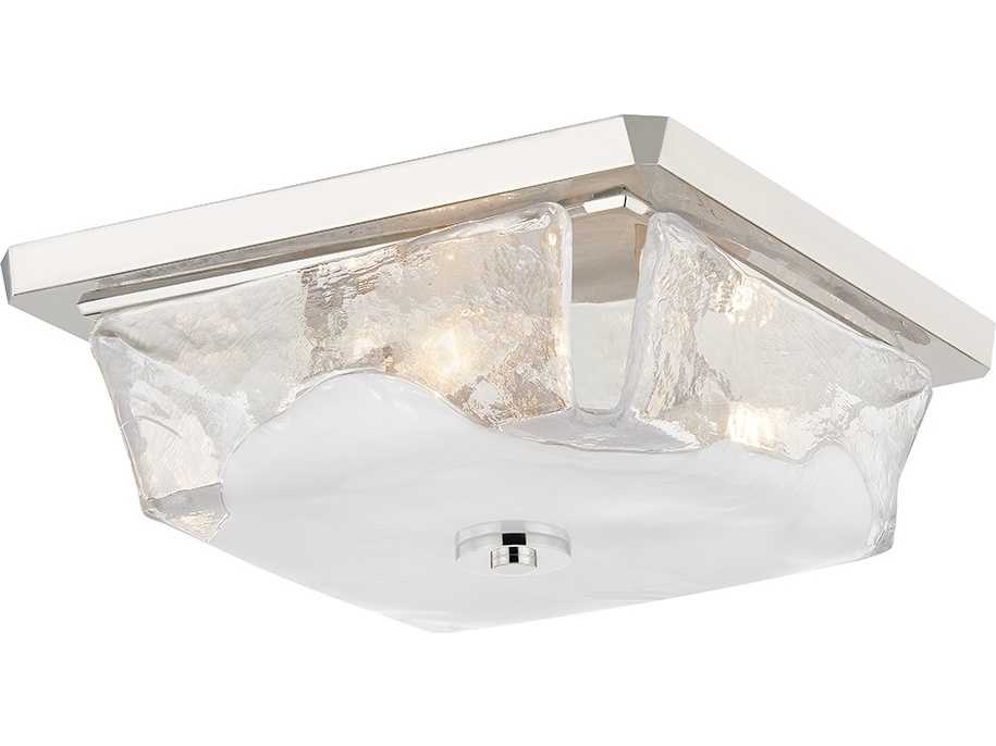 Hudson Valley Hines 3-Light Polished Nickel Glass Flush Mount