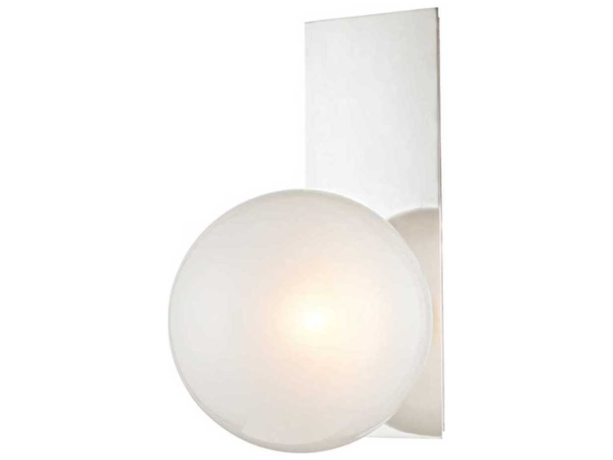 Hudson Valley Hinsdale 1-Light Polished Nickel Off White Glass Wall Sconce