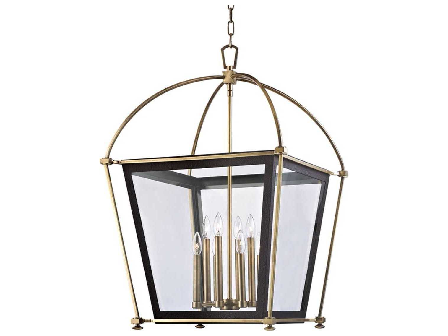 Hudson Valley Hollis 8-Light Aged Brass Clear Glass Candelabra Lantern Chandelier