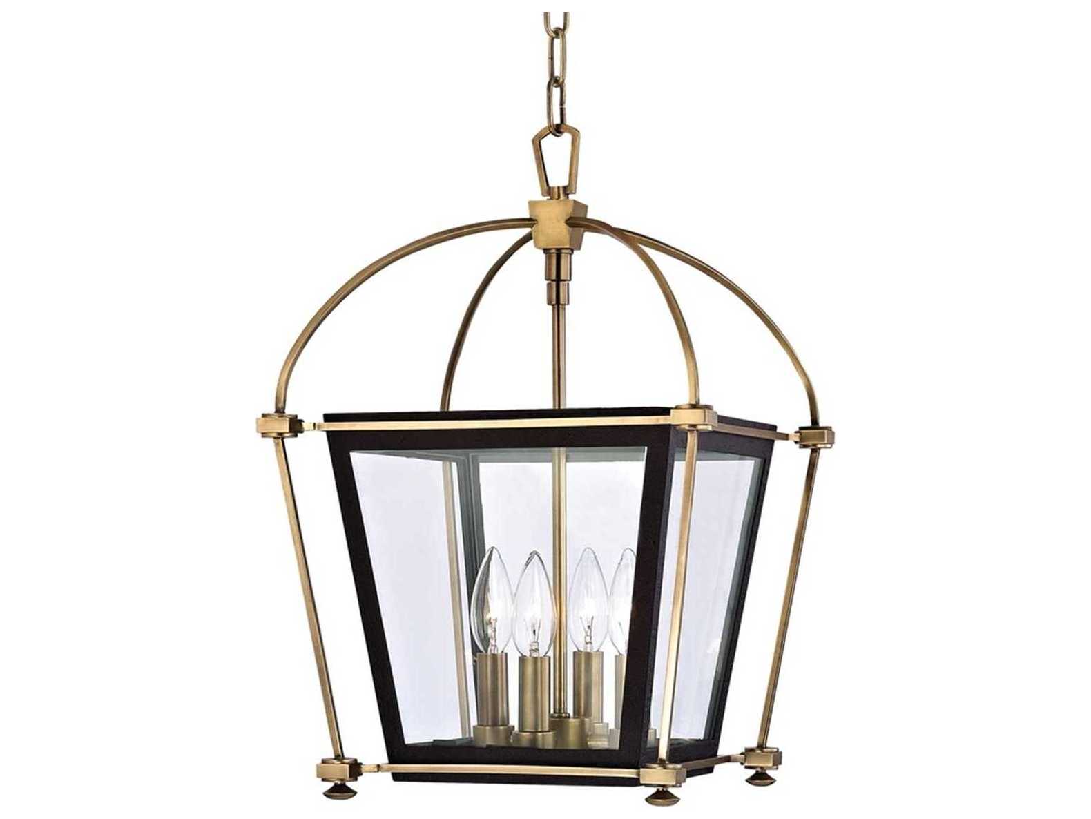 Hudson Valley Hollis 4-Light Aged Brass Clear Glass Candelabra Lantern Chandelier