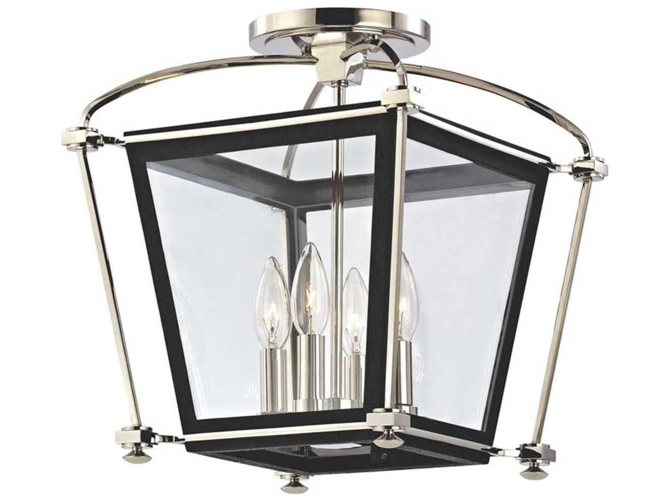Hudson Valley Hollis 4-Light Polished Nickel Clear Glass Semi Flush Mount